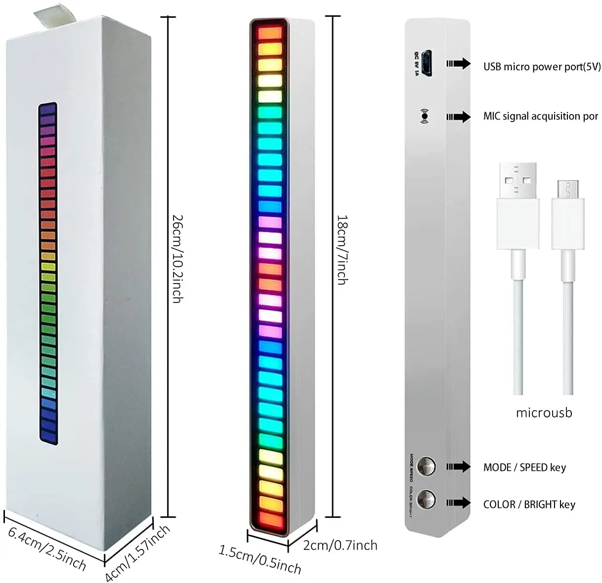 LED-Streifen RGB-Sound Control Rhythm Lights 32 LED-Audiospektrum-Analysator Sprachaktiviertes Atmosphärenlicht Für Car Bar Player-Schlafzimmer kaikki Tonabnehmer-Rhythmus-Licht 