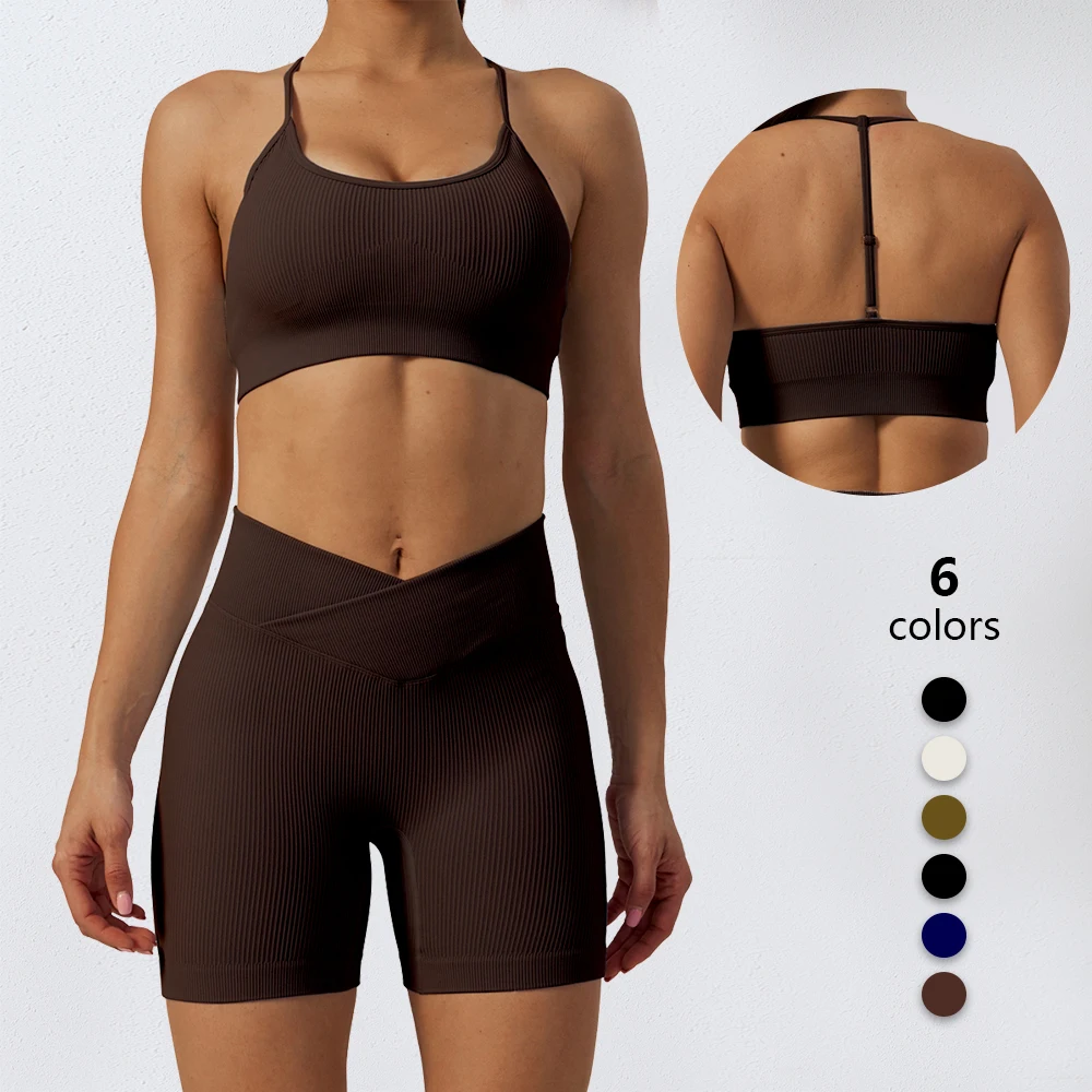 Newest Seamless Yoga Set Fitness Gym Wear Y Back Sports Bra And High