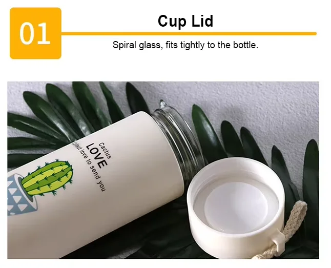 Reusable Insulated Water Bottle Travel Mug Vacuum Insulated Double Layer Water Food Grade Glass Bottle