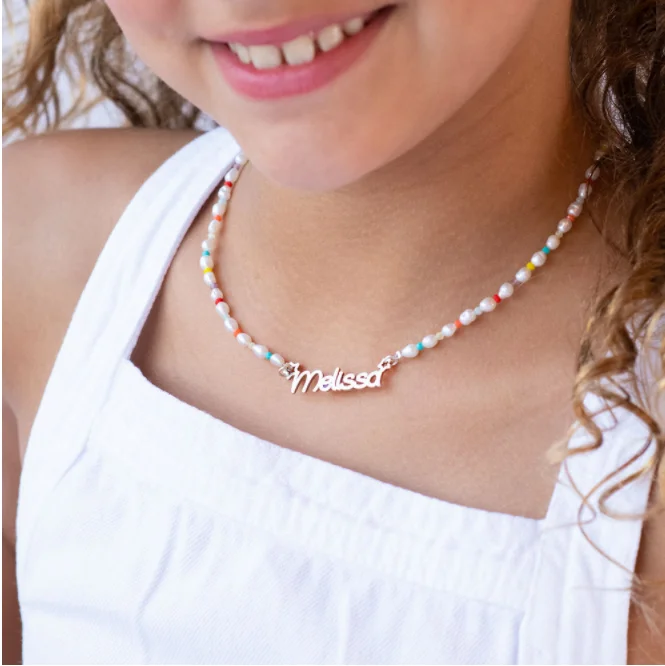 Kids Custom Name Silicone Polymer Clay Stretch Bead Women Heishi Bead Necklace