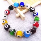Acrylic Bead Bangles Turkey Acrylic Religious Bead Evil Blue Beaded Eyes Bangles For Woman Jewelry Bracelet