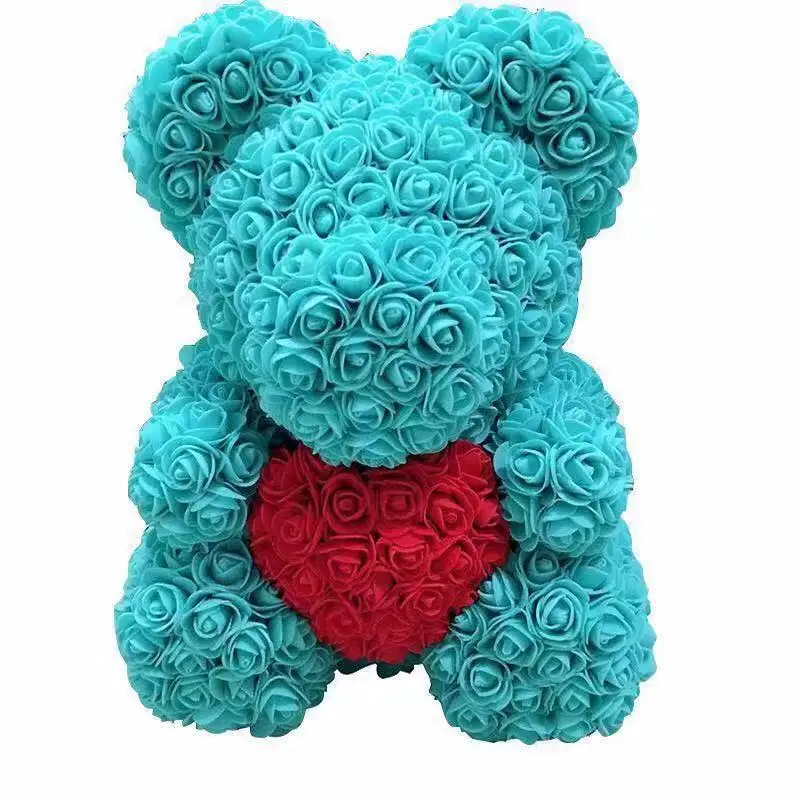Hot Sale Women Valentine's Wedding Birthday Artificial 25 cm Flower Bear Teddy Mother Day Gift