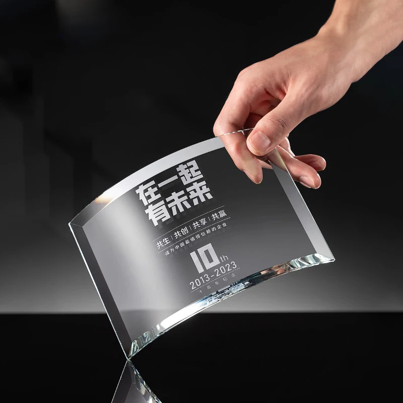 product business custom simplify design crystal trophy and awards glass shield plaque medals glass crystal trophy-3