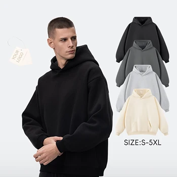 High Quality Oversize Cropped Hoodie Custom Stringless Pullover Thick Fleece Printed plus size men's hoodies & sweatshirts