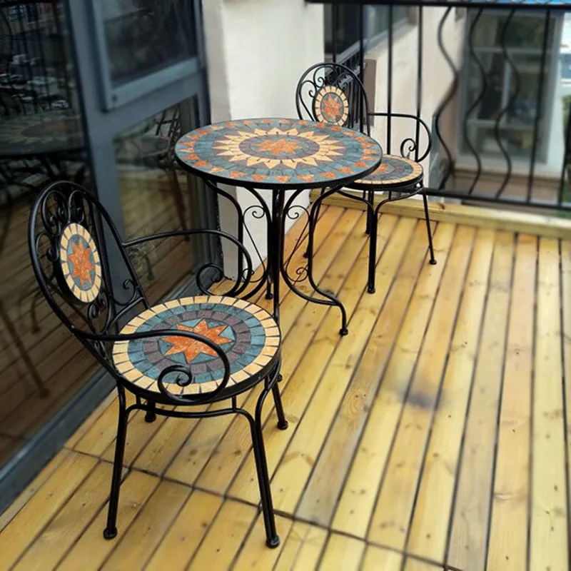 Hot Sale European Style Outdoor Garden Furniture Balcony Three-Piece Dining Table Set