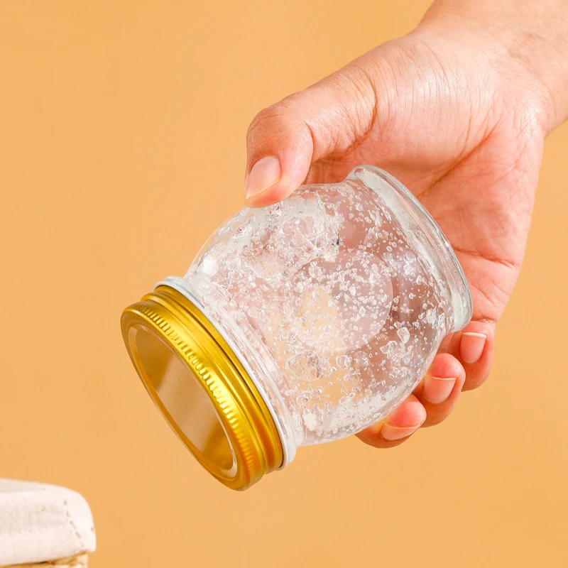 Prompt Big Belly Sealed Glass Bottle Transparent Pudding Bottle With Tinplate Lid Jelly Honey Jar