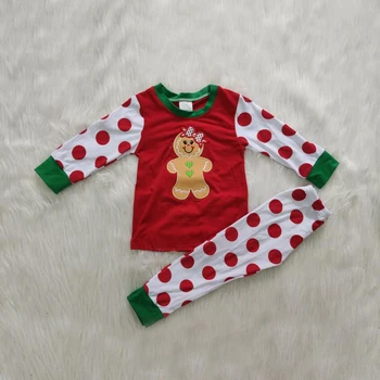 Wholesale Price Kids Girs Pajamas Bulk Gingerbread Man Children Boutique Baby Boy Clothing Set Sleepwear Nightwear