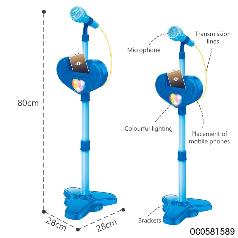 Blue electronics karaoke microphone music toy for kids boys singing tool