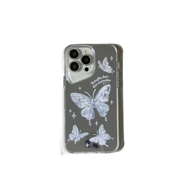 Starry Sky Butterfly Mirror Inclined Hole Protective Shockproof Mobile Phone Accessories Cover Case For iPhone 12 13 14 15 Pro