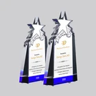 Corporate High Quality Custom Craved Crystal Star Awards And UV Printing Trophy For Corporate Celebration