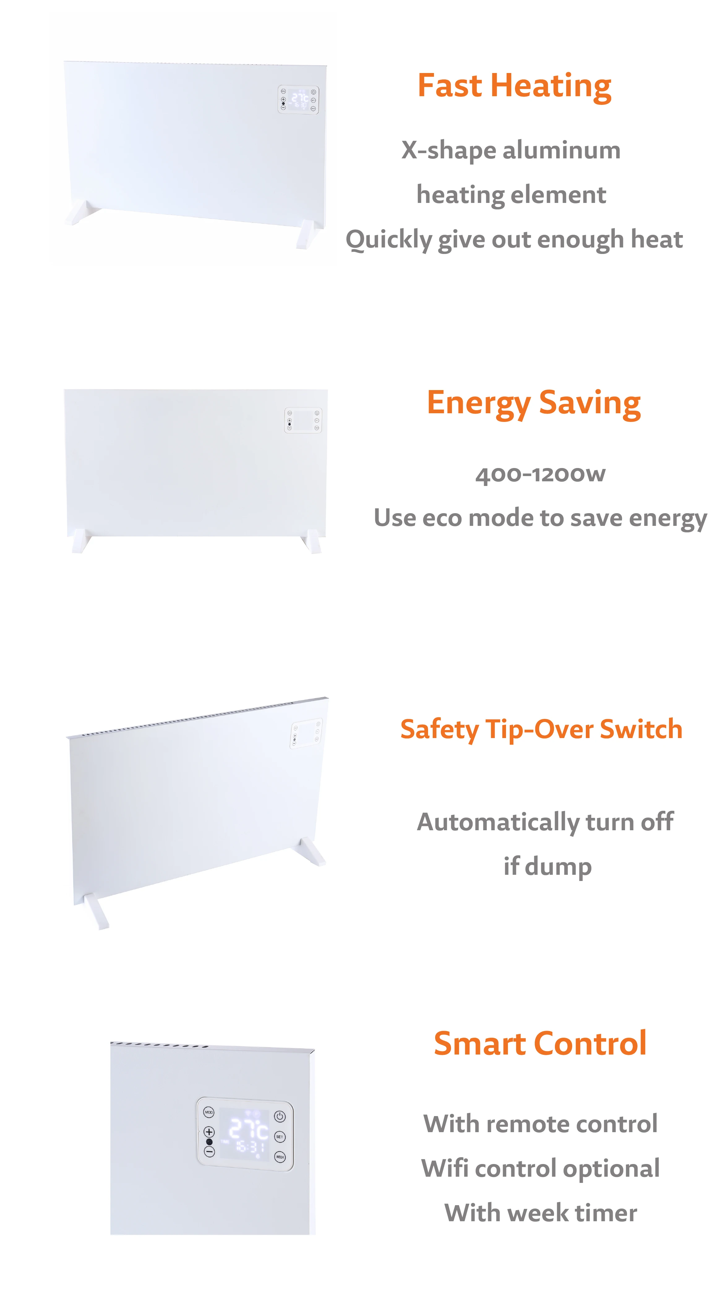 Indoor Convector Panel, 2000W, Portable, Wall - detail 10