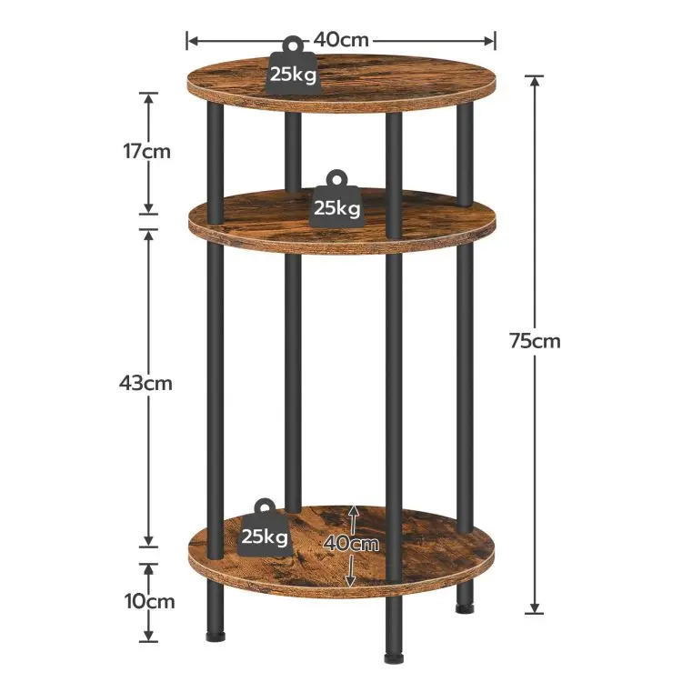 Wholesale Industrial Style Rustic Round Side End Table Round Accent Wooden Side Table Nightstand with Storage for Living Room