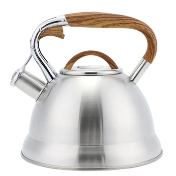Factory Wholesale 3L Whistling Tea Kettle Tea Pot Customized Color Stainless Steel Hot Water for ALL Stovetop with Wood Handle