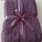 Baby Super Soft Luxury USA Best Selling New Tech Feather Yarn Plain Knit Baby Adult Travel Set Robe Throw Blanket