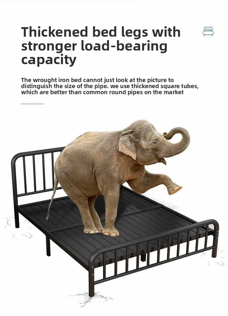 product european simple 15m single bed wrought iron bed 18m double bed modern thickened reinforced iron frame bed-7