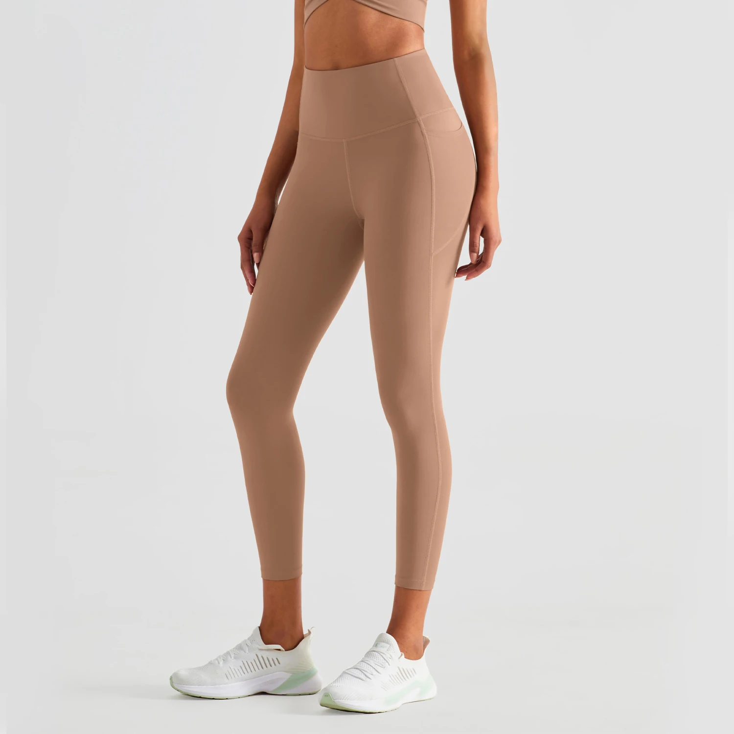 YIYI High Waist Lulu Tummy Control Leggings Women Naked Feeling No See Through Gym Tights Pants Fitness Leggings With Pockets