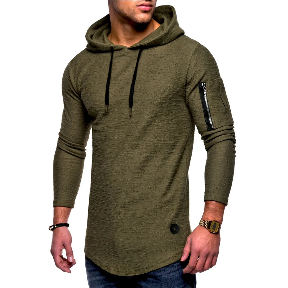 Solid Color Pullover Hooded Long Sleeve 