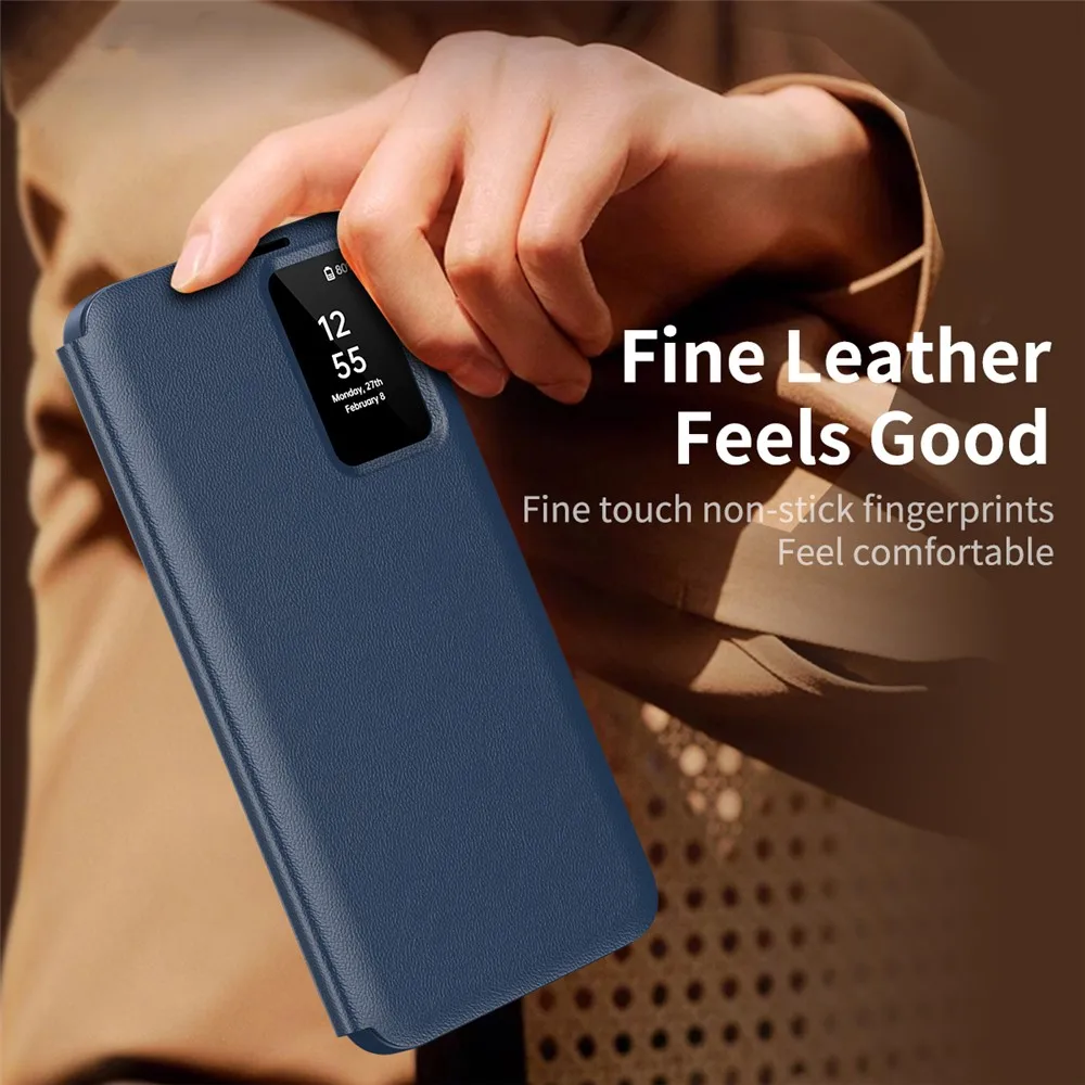 product leather wallet case for samsung galaxy s25 fe with clear view window card holder smart flip cover with id slot-4