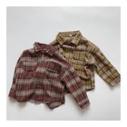 Kids 97935 Winter Boys Shirts Plaid Black Yellow Casual Kids Tops Children's Clothes Wholesale