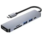 Usb 6-in-1 Aluminum Alloy Type-C 3.0 Ports SD/TF Adapter Hub With PD USB 3.0 HD-MI Electronics Accessories