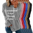 Sweatshirt Custom Logo Loose Crew Neck Oversize Pullover Hoodies Women Sweatshirt