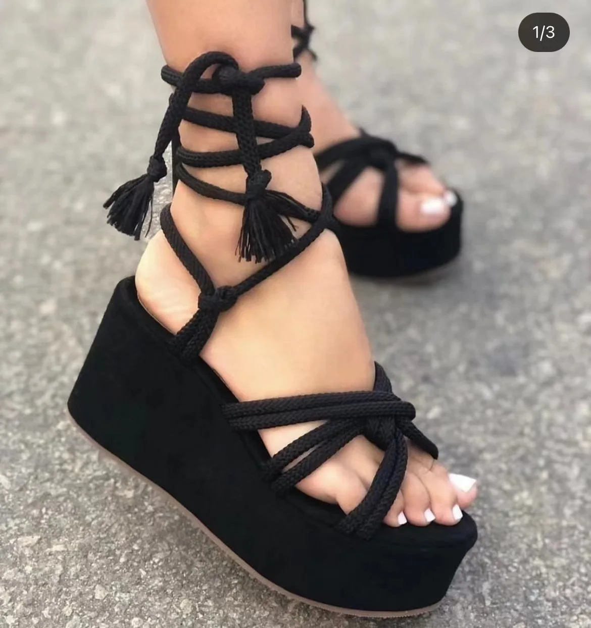 36-43 Fashionable New Strap Flat Sandals Solid color thick soled cross strap sandals Open toe sloping heel sandals