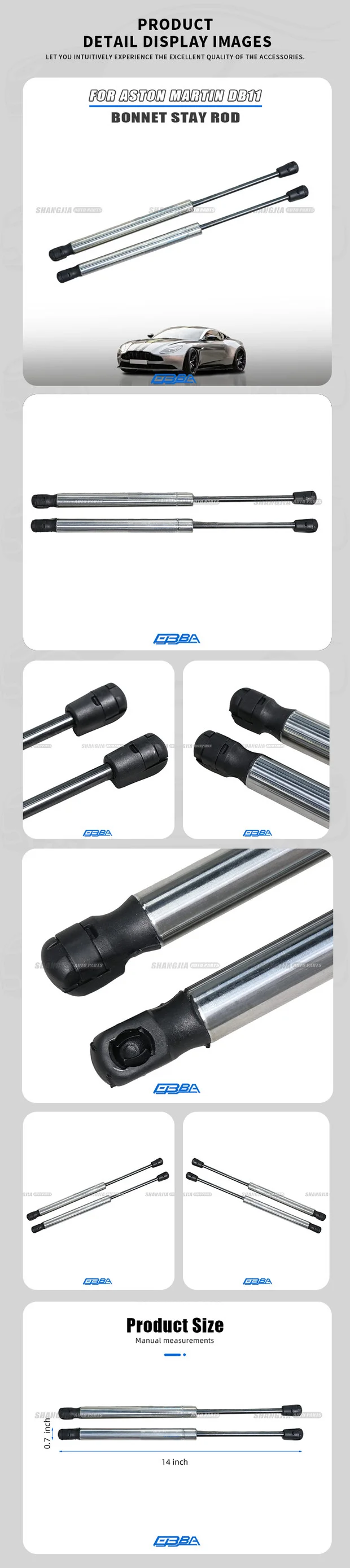 For Aston Martin DB11 V8 V12 AMR 2016 2024 Hood Strut Bonnet Stay Rod OEM HY5316C826AB Metal Material Automobile Body Parts supplier