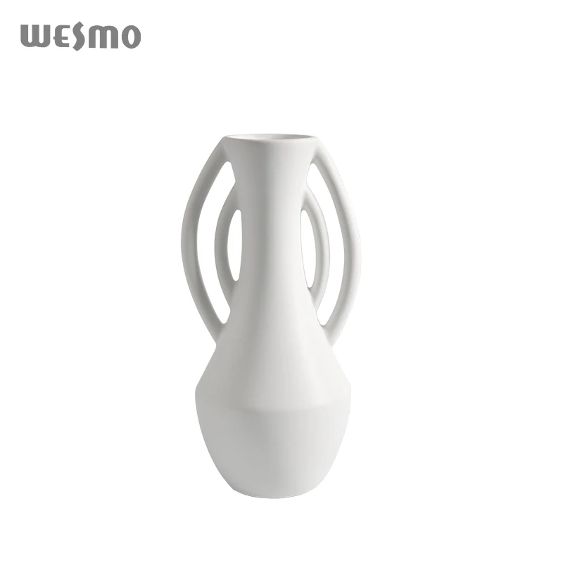 Household  handmade creative tabletop decorative ceramic vase minimal white flower ornament ceramic vases for home decor