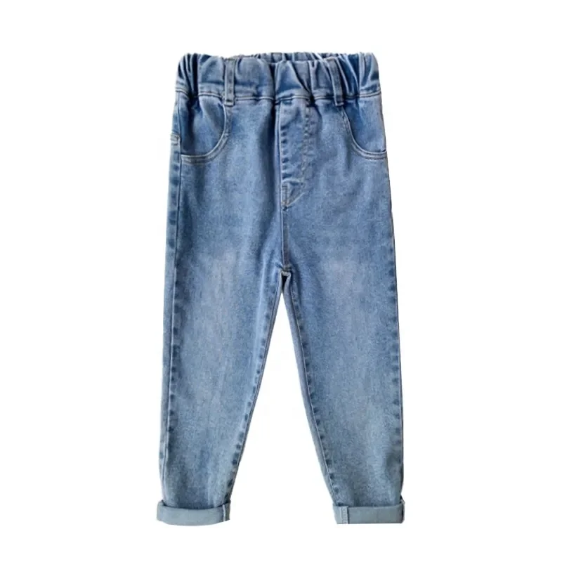 Spring Kids fashion denim Pants children Boys good causal patchwork letters print washed Jeans 3-14 years