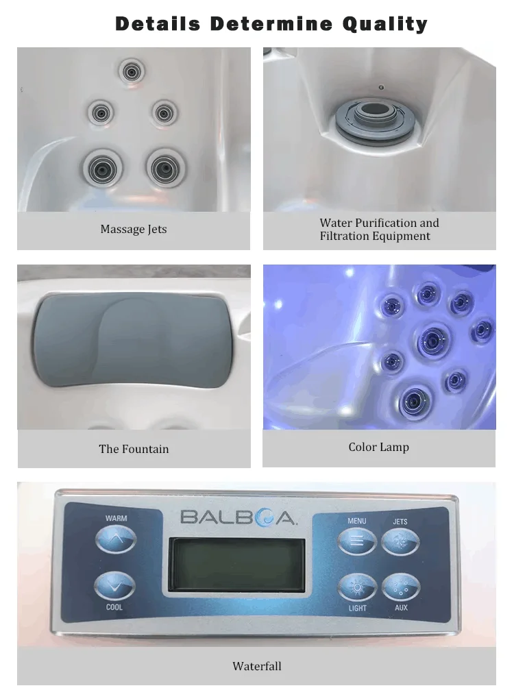 Freestanding Luxury Hot Tub Spa Tub with 25 Jets 2 Seats + 1 Lounge and 5 Years Warranty