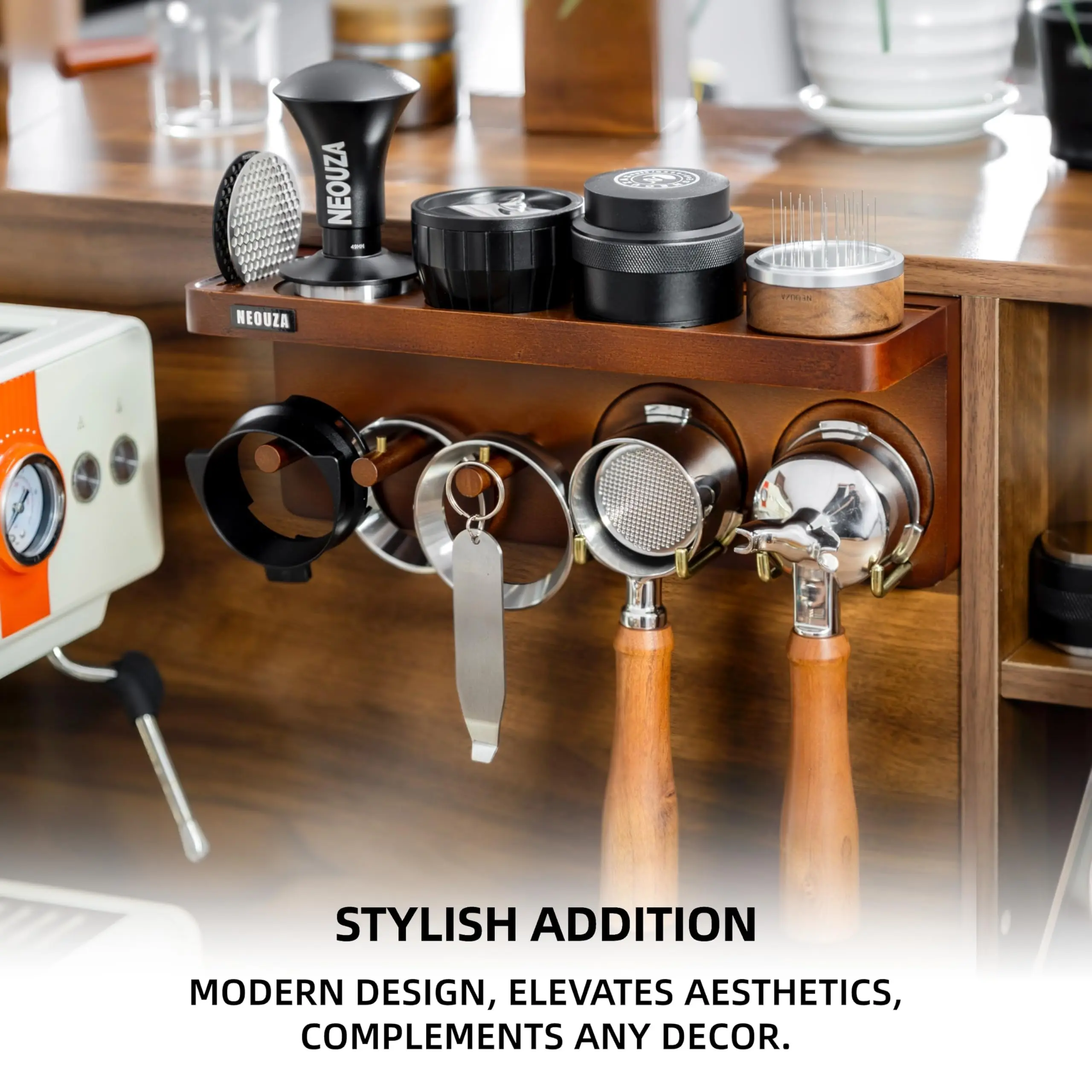 product custom wooden espresso station organizer espresso accessories rack stand wall mounted storage rack coffee bar holder-7
