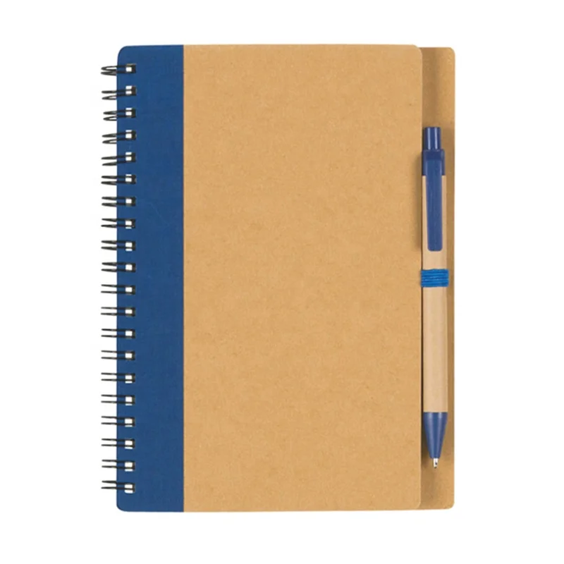 Kraft Paper Cover Spiral Notebook With Pen Set Customized Coil Notebook