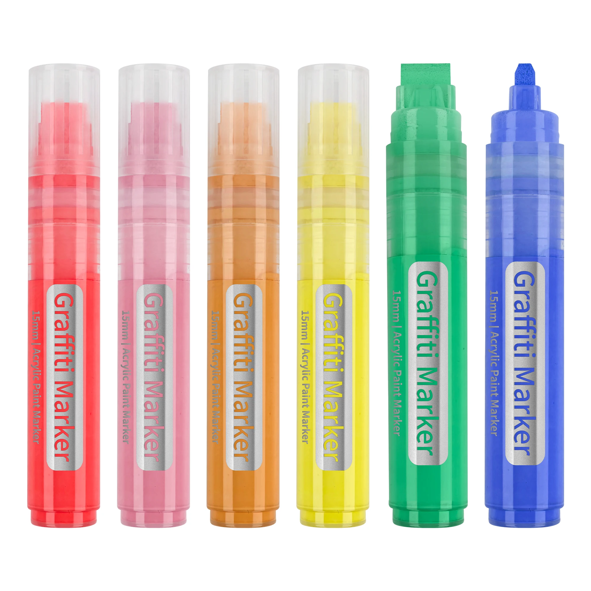 15mm Felt Tip Jumbo Marker, 12 Pack Colored Graffiti Marker, Permanent Paint Pens for Tagging, Signs, Blackboards, Windshield