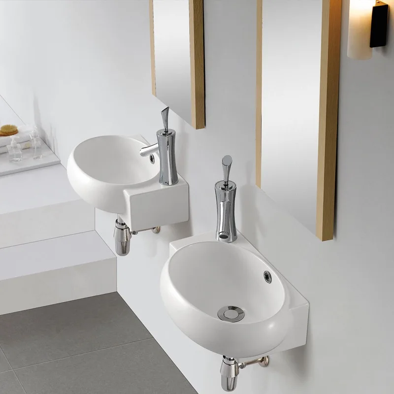 TARPUL Modern White Ceramic Washbasin Small Corner Wall-Mounted Bathroom Sink for Hotels Counter Installation details