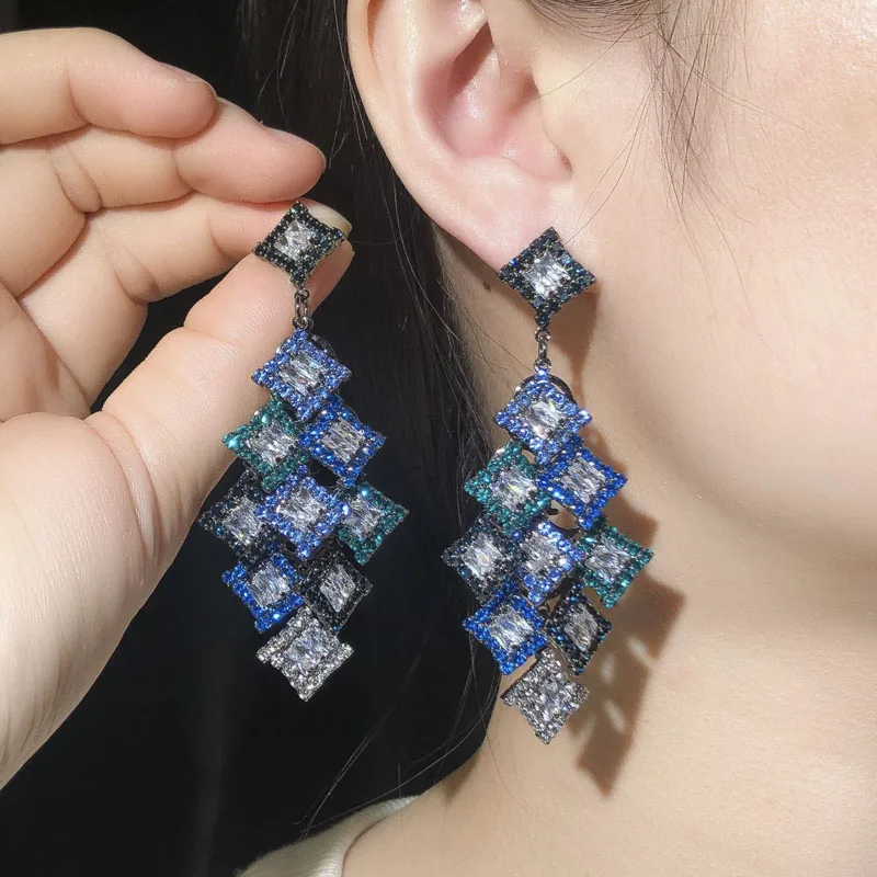 blue big earrings