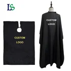 Cape Barbers Cape Black Custom Logo Waterproof Barber Bib With Hook Hairdresser Personalize Salon Black Cape