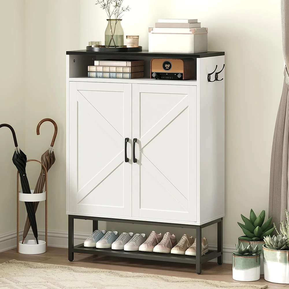 Farmhouse 6-Tier Shoe Storage Cabinet Entryway Freestanding Narrow Hidden Rack with Doors Shelves for Organizing Shoes Entrance details