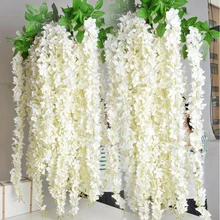 Wholesale Bulk Artificial Garland Wedding 145cm Flower Faux Hanging plant foliage Wisteria Flowers Vines