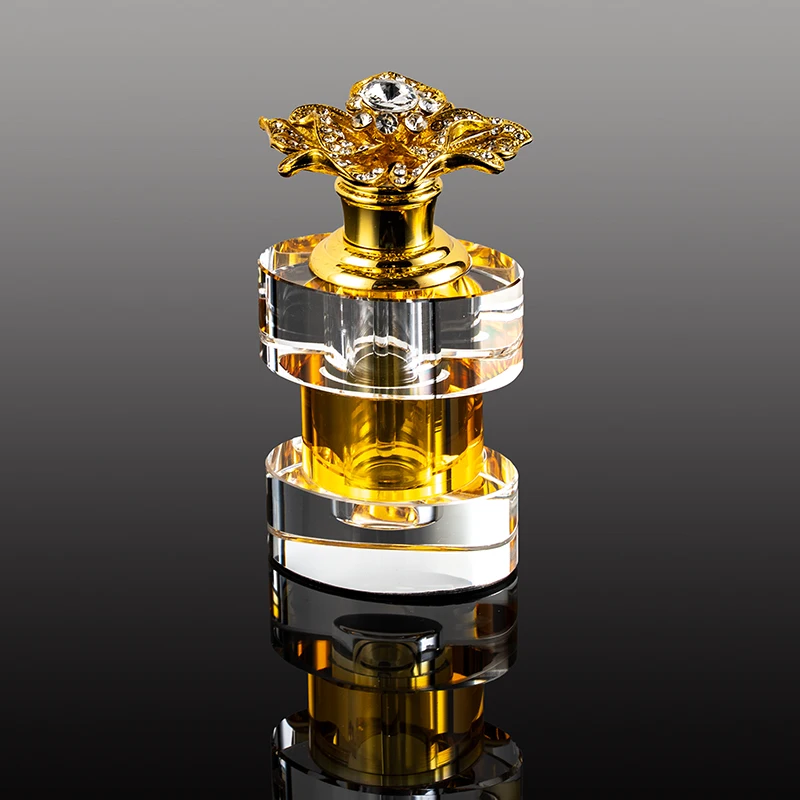 product new products hot sale gold flower decoration 6ml glass empty bottle unique design luxury crystal perfume bottle-7
