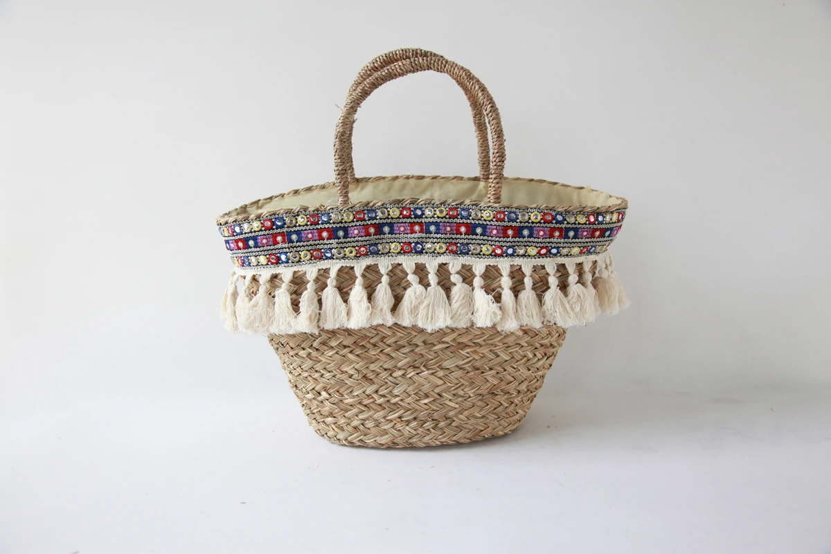 Straw Woven Bag Women Wicker Basket Tote Fashion Summer Beach bag