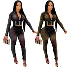 New Wear Fashion Fall 2021 New Wear Nightclub Woman Mujer De Ropa Fashion Rhinestone Shiny 2 Piece Pants Set