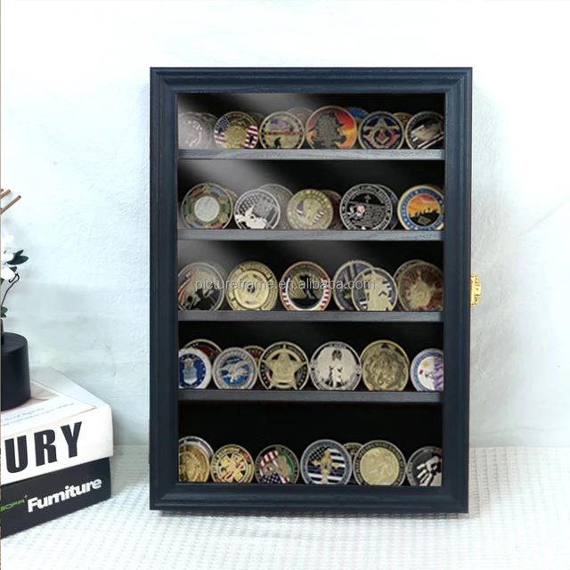 Challenge Coin/Medals/Pins/Badges/Ribbons/Insignia/Buttons Chips Combo Display Case Box Cabinet