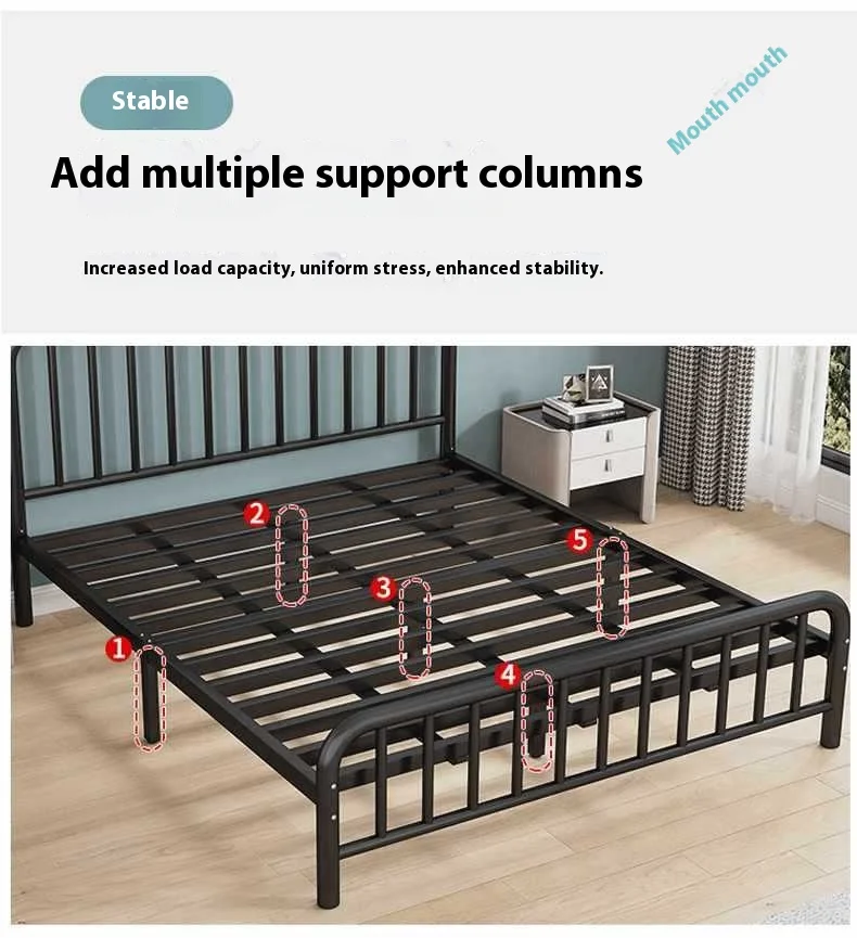 product european simple 15m single bed wrought iron bed 18m double bed modern thickened reinforced iron frame bed-4