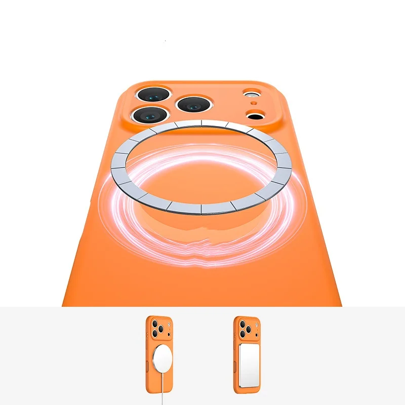 product luxury waterproof liquid silicone phone case with pop up animation solid color magnetic phone case for iphone 17 16 pro max-6