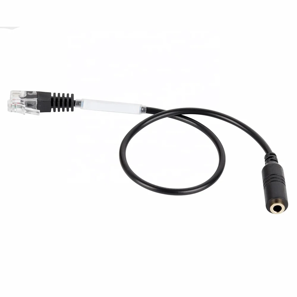 Black RJ9 to 3.5mm 2.5mm Plug Cable Adapter Connector For Telephone Headset 