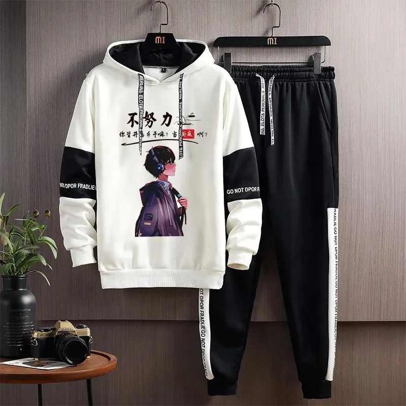 Men's sportswear 2 hoodies jogging sportswear for men's leisure sports long-sleeved pullover suit