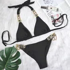 Crystal Diamond Bikini 2021 Sexy Female Separate Body Swimsuit Gold Rhinestone Swimsuit