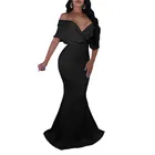 Gown TOB 2020 Women Sexy V Neck Off The Shoulder Evening Gown Fishtail Maxi Dress JZ116