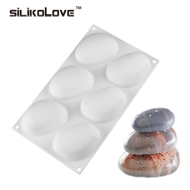 Heat-resistant 3d pebble oval soap silicone mold cobble stone shape mousse cake silicone mold
