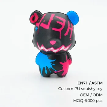 PU Squishy Bear Toy Graffiti Style Stress Relief Squeeze Toy Blind Box Collectible | Wholesale OEM MOQ 6000